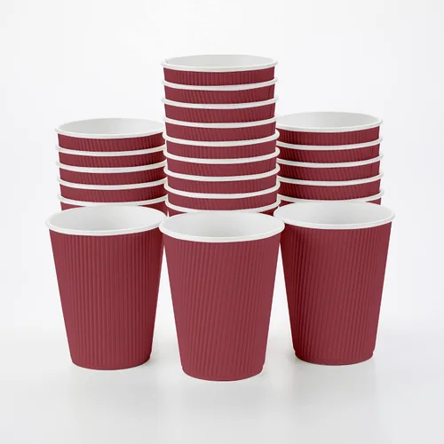 Vista 35 de 500 unidades de tazas desechables negras de 4 onzas para bebidas calientes con diseño de pared ondulada: no necesita mangas - Perfectas