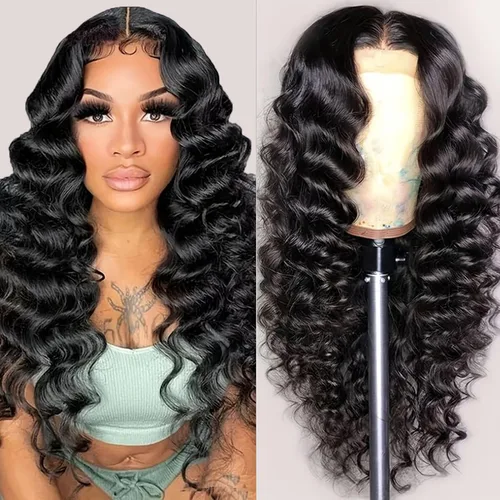 Vista 15 de NKTU Pelucas de cabello humano con encaje frontal, sin pegamento, para Color natural recto