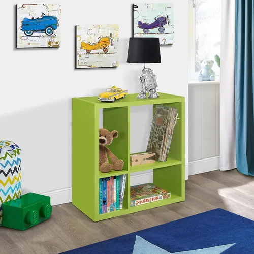 Vista 12 de Kings Brand Furniture - Katelyn - Estantería abierta de 4 cubos, organizador de almacenamiento de juguetes para niños (azul)