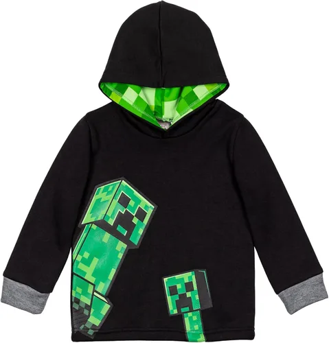 Vista 3 de Conjunto de sudadera con capucha de forro polar y pantalones de Creeper de Minecraft para niños pequeños a grandes