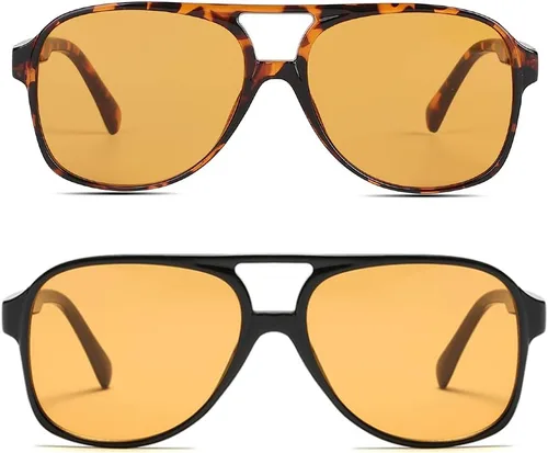 Vista 26 de Freckles Mark Lentes de sol clásicos estilo retro de los años 70 para mujeres y hombres, montura estilo aviador, cuadrada, grande y de moda