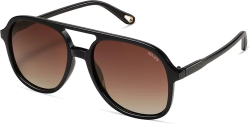 Vista 12 de SOJOS Gafas de sol de aviador polarizadas retro para mujer SJ2174 Tortuga ámbar/marrón