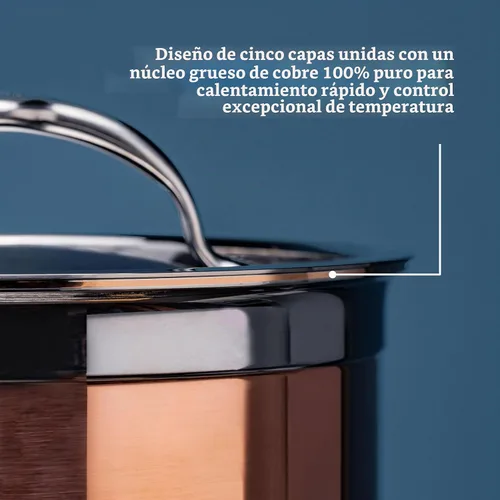 Vista 5 de Hestan - Colección CopperBond - Olla de sopa de cobre 100% puro, compatible con placa de inducción, 3 cuartos de galón