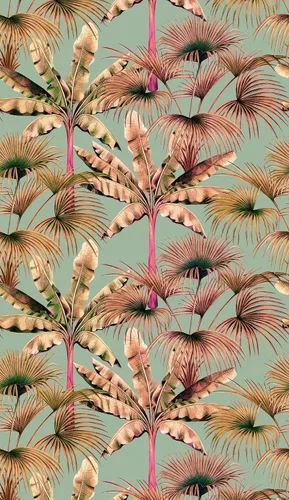 Vista 5 de CONCORD WALLCOVERINGS ™ Papel tapiz floral para dormitorio, hojas de palmera, beige, azul y verde, 63 pulgadas de ancho x 110 pulgadas de alto, 3