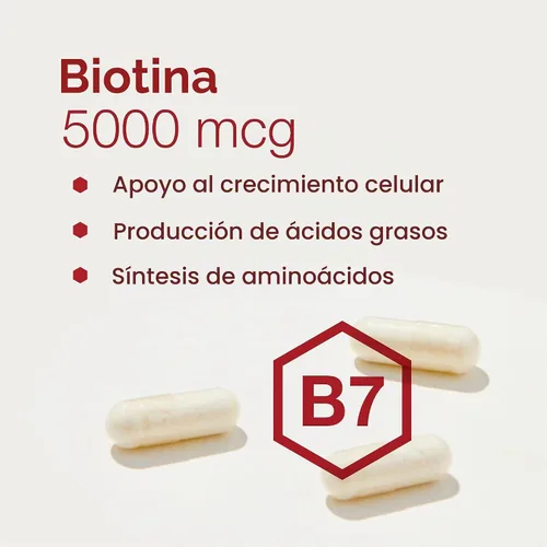 Vista 4 de PROTOCOL FOR LIFE BALANCE Biotina 5,000 mcg, cabello, piel y uñas, 90