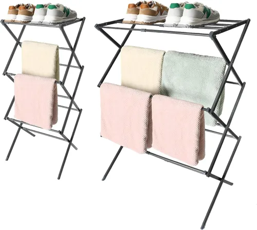 Vista 9 de Happhom Organizador de zapatos expandible de 3 niveles, estante de zapatos que ahorra espacio con diseño inteligente para armario, entrada