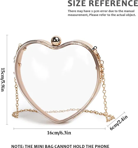Vista 2 de LAKSMI Bolsos de mano de noche de acrílico transparente para mujer, con forma de corazón, lindo bolso con correa de cadena
