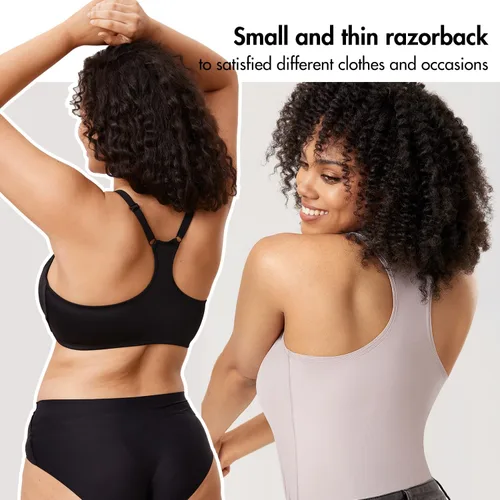 Vista 6 de DELIMIRA Women's Racerback Front Closure Plus Size Full Coverage Lace Underwire Unlined Support Bras