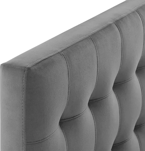 Vista 4 de Modway Lily Biscuit - Cabecero de terciopelo con estilo capitoné para cama individual, color gris