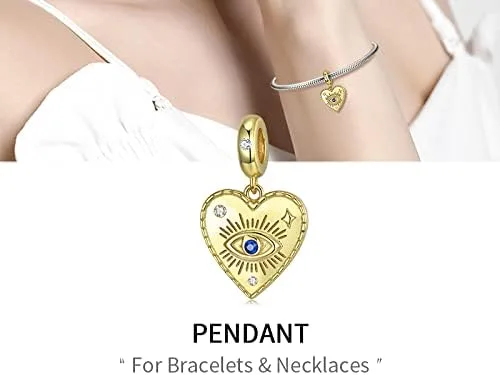 Vista 3 de AIEGNOS Dijes de Hamsa de mal de ojo para pulsera, collar de plata de ley 925, cuentas de mal de ojo de Fátima para manos de serpiente europea