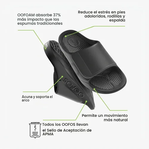 Vista 6 de OOFOS OOahh Sport Flex - Sandalia de recuperación Negro mate
