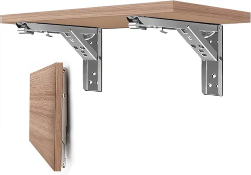 Vista 6 de Estantes flotantes plegables, estantes decorativos de madera montados en la pared, estante flotante de granja para decoración de pared, dormitorio