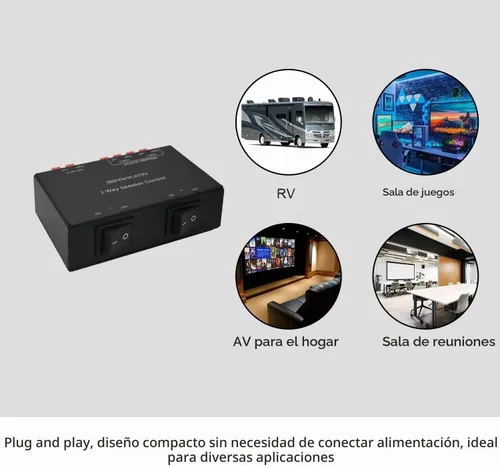 Vista 4 de Selector de altavoces de 2 vías, caja de distribución pasiva de 2 zonas de 150 W/canal con protección de impedancia, conectores de clip de resorte