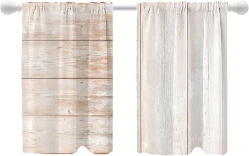 Vista 32 de Shrahala Floral Abstract Design Blackout Curtain Tiers, Minimalist Flower Illustration Kitchen Valance Light Blocking Tier Drapes with Rod Pocket, 2