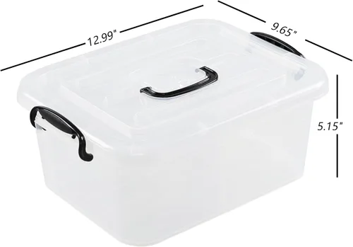 Vista 2 de Quickquick - Caja de plástico de 8 L con asa, contenedores de almacenamiento transparentes, paquete de 2 Bolsa de contenedores apilable con tapa