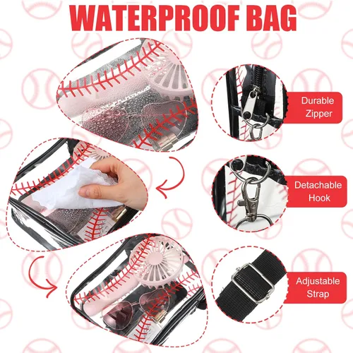 Vista 4 de Cunno Bolso cruzado transparente aprobado para estadios, bolso de hombro de PVC para mujer, trabajo, negocios, viajes, conciertos, eventos deportivos