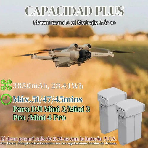 Vista 3 de Paquete de 3 mini baterías de vuelo inteligente serie 3 Plus 3850mAh con combo de concentrador de carga bidireccional para DJI Mini 4 Pro Drone