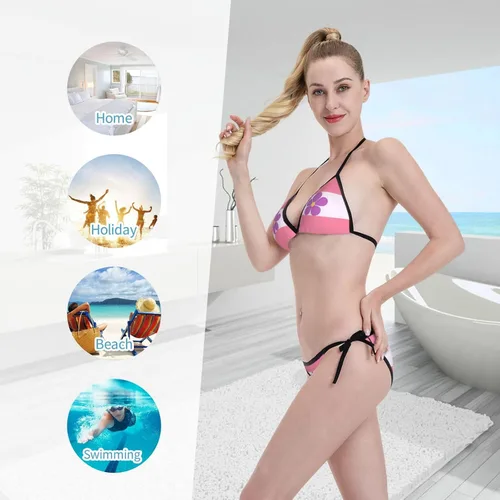 Vista 6 de Nuevos conjuntos de bikini sexy de dos piezas para mujer triángulo superior y tanga traje de baño de amarre