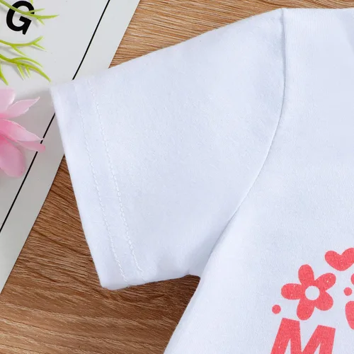 Vista 7 de Toddler Girls Valentine's Day Short Sleeve Letter T Shirt Pullover Tops Bell Bottoms Pants Kids Infant Girl