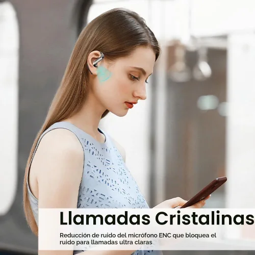 Vista 6 de Piluyaa Auriculares Bluetooth 5.3 de oreja abierta, auriculares inalámbricos deportivos con micrófono integrado con ganchos para los oídos Negro