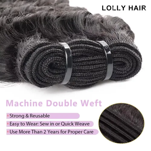 Vista 4 de Manojos de cabello humano ondulado profundo de 12, 14, 16 pulgadas, paquetes de ondas de agua, 100% sin procesar, 10A, cabello humano virgen