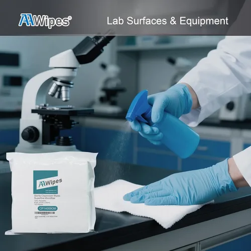 Vista 5 de AAwipes Toallitas estériles para salas limpias de 9 x 9 pulgadas, 140 GSM, limpiaparabrisas de microfibra de poliéster esterilizado EO, bolsa de 150