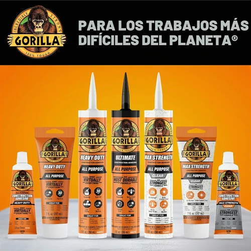 Vista 8 de Gorilla Max Strength - Adhesivo transparente para construcción, tubo de compresión de 2.5 onzas, transparente, (paquete de 1)