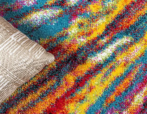 Vista 6 de Unique Loom colección Lyon - Alfombra abstracta y moderna, Polipropileno, Multi/azul marino.