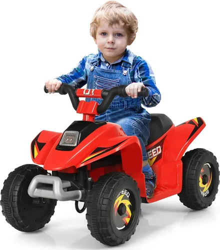 Vista 8 de HOMGX - Cuatrimoto para niños, mini cuádruple eléctrico con ruedas antideslizantes, 4 ruedas alimentadas por batería de 6 V para niños con 2