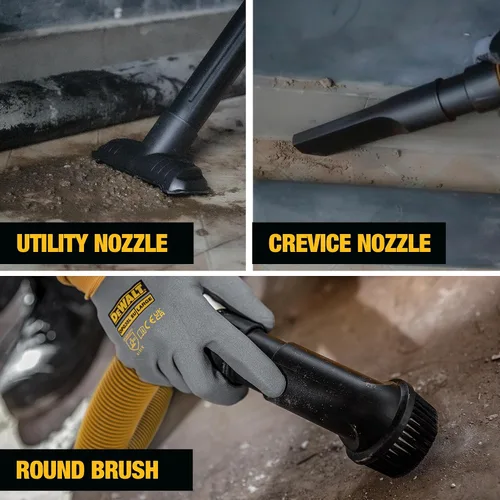 Vista 7 de DEWALT Aspiradora Stealthsonic de 5 galones y 4 HP DXV05P-QTB con 6 bolsas de polvo, aspiradora ultra silenciosa de polietileno con potente succión
