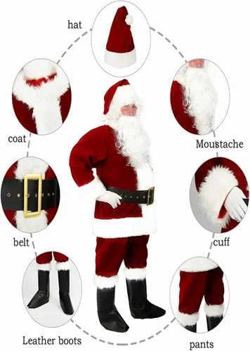 Vista 7 de Disfraz de Papá Noel de Navidad para adultos hombres de lujo para Santa Claus