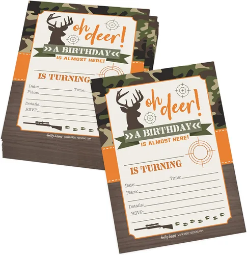 Vista 14 de 25 invitaciones de cumpleaños para niños, invitaciones de fiesta temática Camuflaje