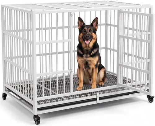 Vista 9 de BOLDBONE - Mueble de jaula para perros de 38 pulgadas, resistente para perros grandes, jaula de madera a prueba de fugas y mordeduras para perros