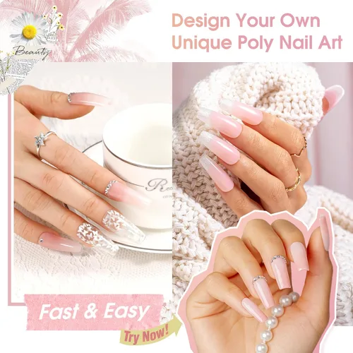 Vista 5 de ROSALIND Pink Poly Gel de uñas de 2 onzas, gel de extensión de polietileno nude para uñas natural constructor de uñas, gel rosa, extensión