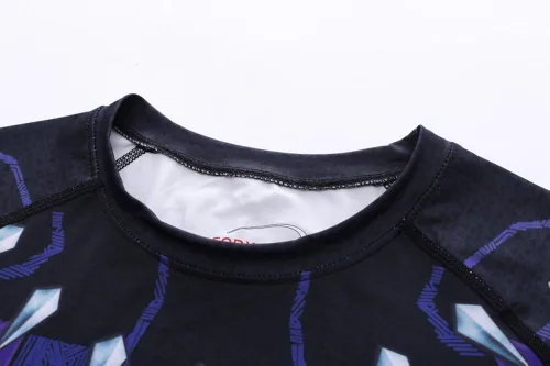 Vista 4 de Red Plume Camiseta de compresión para hombre, manga corta, con estampado de secado fresco, para correr, deportes