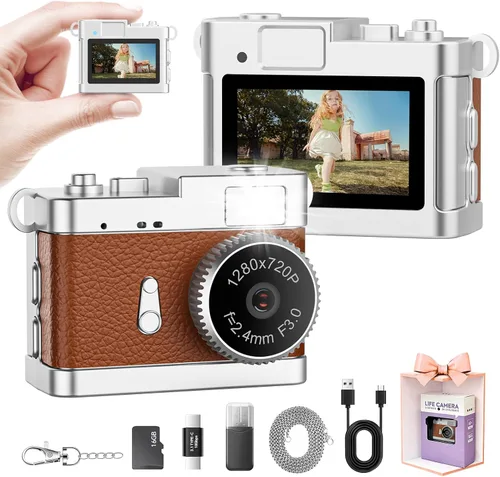 Vista 10 de Mini cámara con llavero: mini cámara digital HD de 2 MP con tarjeta de 16 GB y llaveros geniales, toma fotos y video a cualquier lugar, adecuada