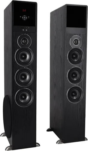 Vista 8 de Rockville TM150B - Sistema de altavoces de torre de cine en casa, negro, 1000 W, subwoofers de 10 pulgadas, Bluetooth, reproducción USB/SD, radio