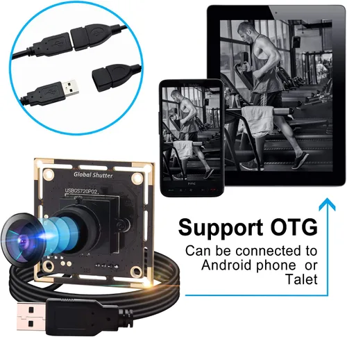 Vista 2 de Obturador global módulo de cámara USB gran angular 720P 60FPS USB Cámara web para computadora Mini UVC USB2.0 Cámara de PC USB de alta velocidad