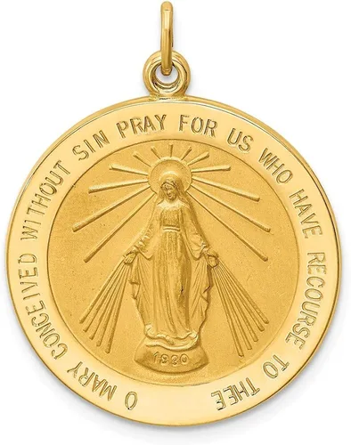 Vista 9 de Collar con dije de medalla milagrosa redonda de oro amarillo de 14 quilates joyería fina religiosa para mujeres regalos para ella Yellow Gold