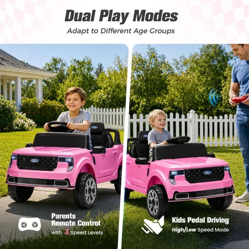 Vista 3 de Camión pickup Ford Maverick Lariat 24V con licencia 2026 para niños Rosa flamenco