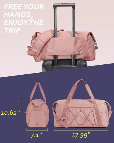 Vista 5 de BAGSMART Bolsa de gimnasio pequeña con compartimento para zapatos y bolsillo húmedo, bolsa de viaje deportiva ligera, para llevar el fin de semana