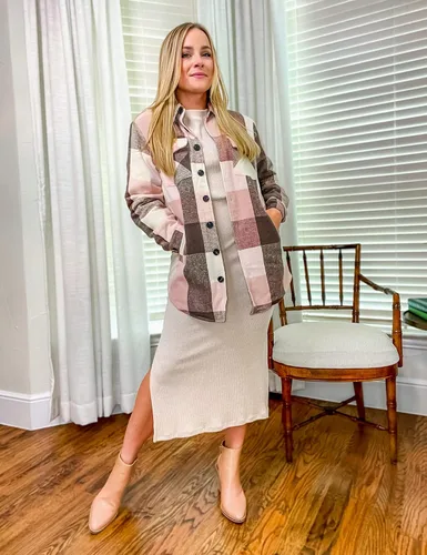 Vista 5 de GRAPENT Chaqueta acolchada con botones a cuadros de gran tamaño para mujer