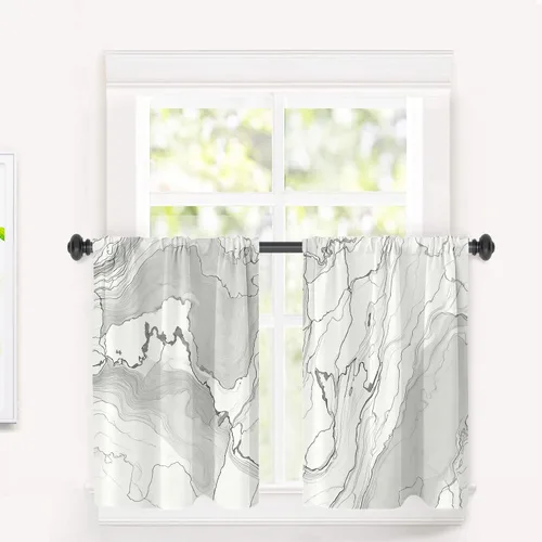 Vista 132 de Cortinas opacas de poliéster multicapa marrón con diseño de bosque natural, 2 unidades, 26 x 24 pulgadas