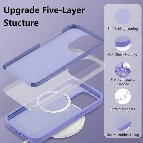 Vista 375 de Funda magnética de silicona para iPhone 13 Pro, color blanco antiguo [Compatible con Magsafe] [Forro de microfibra suave antiarañazos], funda