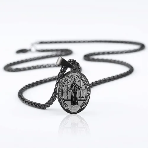 Vista 77 de P. BLAKE Collar ovalado de San Cristóbal, Miguel, José, Jude/Virgen María/José/Francisco/Patrick/Anthony/Benedict/Thomas para hombres y mujeres