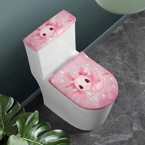 Vista 9 de Flashideas Juego de cubierta para tanque y tapa de inodoro con estampados de patas de perro coloridas - Elástico, se adapta a la mayoría de tanques
