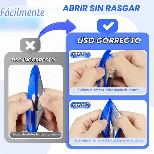 Vista 7 de ANZNKU 100 bolsas de Mylar azules, resellables a prueba de olores, bolsa