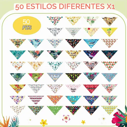 Vista 2 de Chunful - 50 bandanas de verano para perros y mascotas, bufandas triangulares a granel, babero, disfraz de mascota de temporada, traje de gato