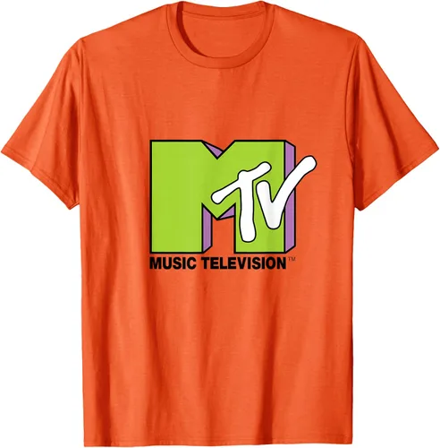 Vista 96 de Camiseta de tratamiento de relleno con logotipo MTV verde lima y morado, Negro, S Azul Marino