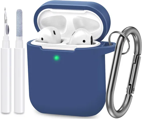 Vista 9 de Funda compatible con AirPods, cubierta protectora de silicona completa a prueba de polvo diseñada para Apple AirPods de 1.ª y 2.ª